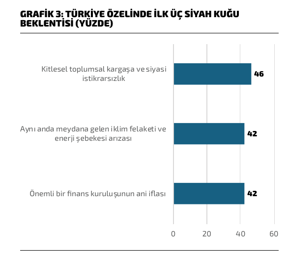 Grafik 3: Türkiye özelinde ilk üç Siyah Kuğu beklentisi (yüzde)