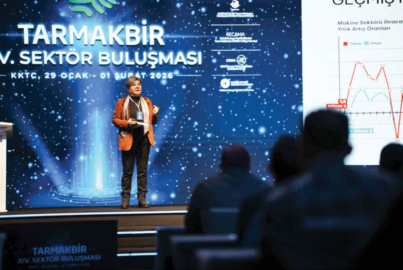 Sevda Kayhan Yılmaz TARMAKBİR XIV. Sektör Buluşması'nda konuşurken, KKTC, 29 Ocak - 01 Şubat 2026