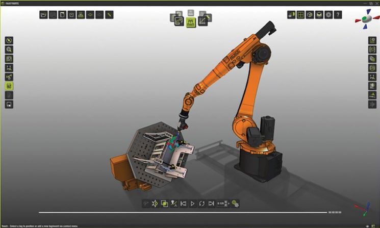 Bulut tabanlı çevrim dışı programlama (OLP): robotlu üretim hücresinin 3D simülasyon ekranı