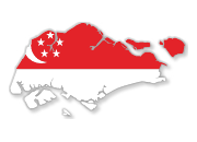 Singapur bayrağı renklerinde Singapur haritası